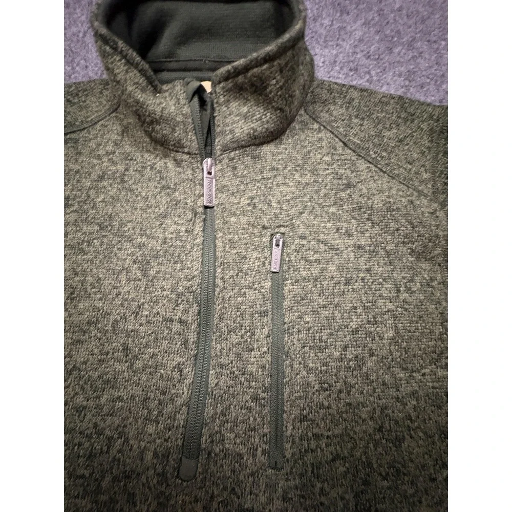 Woolrich Sweater Mens XL Green Fleece Quarter Zip Mock Neck Pullover‎ Zip Pocket